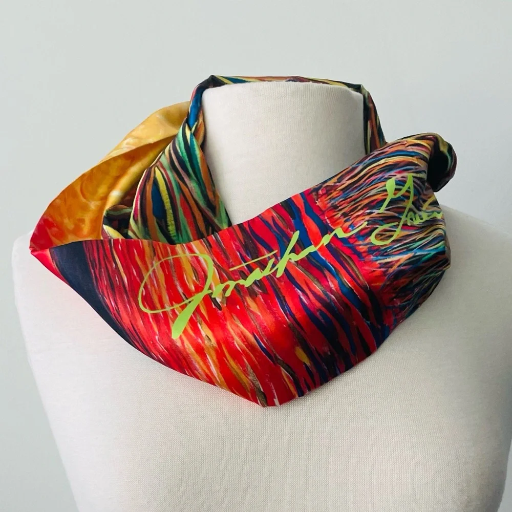 New! JONATHAN GREEN Infinity Silk SIGNED Scarf